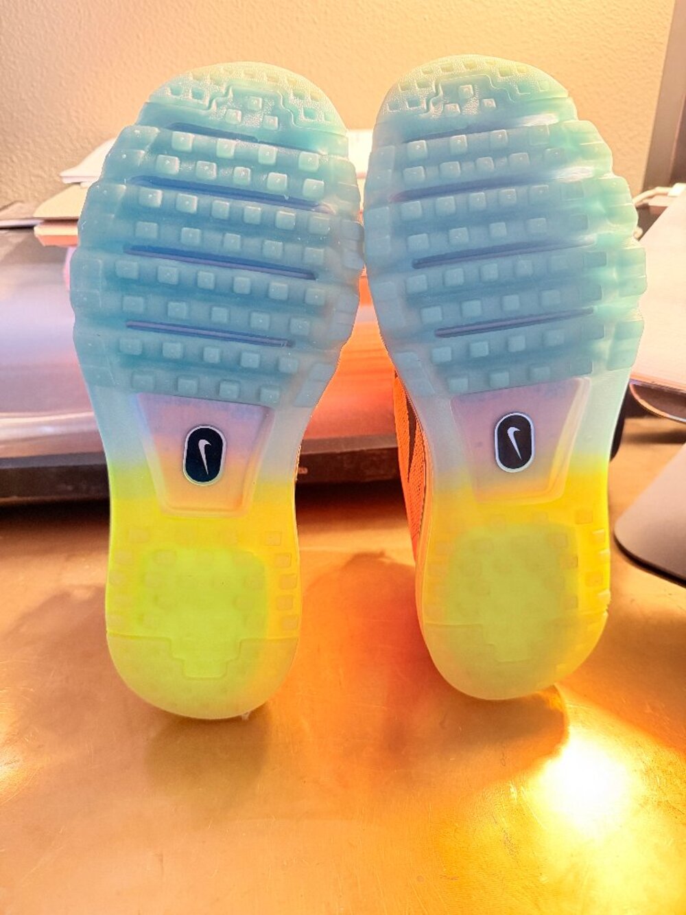 Nike Air Max 2014 Atomic Orange Volt Light Blue Ombre Womens Sz 8 [621078-804] - Picture 7 of 8